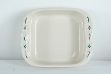 Load image into Gallery viewer, Longaberger Woven Traditions Heritage Green 8” Square Baking Dish – Handcrafted USA Pottery

