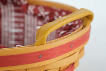 Load image into Gallery viewer, Longaberger 1999 Christmas Collection Popcorn Basket with Liner Protector and Tie On
