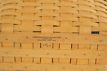 Load image into Gallery viewer, Longaberger Large Market Basket with Green Stripe Liner Double Handles Handwoven USA
