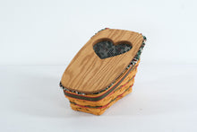 Load image into Gallery viewer, Longaberger Holiday Sleigh Basket with Heart Lid, Liner &amp; Protector – 1998 Collectors Edition

