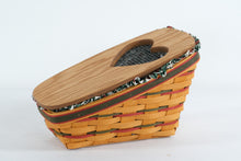 Load image into Gallery viewer, Longaberger Holiday Sleigh Basket with Heart Lid, Liner &amp; Protector – 1998 Collectors Edition
