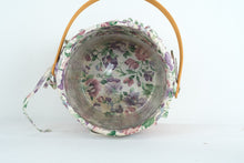 Load image into Gallery viewer, Longaberger Sweet Pea Round Handwoven Basket with Floral Fabric Liner and Wood Handle
