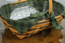 Load image into Gallery viewer, Longaberger 1996 Traditions Collection Hospitality Basket – Green Plaid Liner &amp; Protector Set
