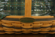 Load image into Gallery viewer, Longaberger 1996 Traditions Collection Hospitality Basket – Green Plaid Liner &amp; Protector Set
