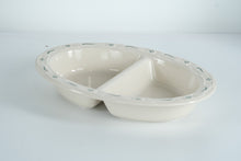 Load image into Gallery viewer, Longaberger Woven Traditions Classic Green 13” Oval Divided Vegetable Bowl
