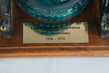 Load image into Gallery viewer, Hemingray-42 Glass Insulator Display on Cast Iron Frame – Lorain Products 40th Anniversary 1936–1976

