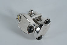 Load image into Gallery viewer, Lot of 3 Vintage Men’s Cufflinks – Red Oval Glass, Monogram “S,” &amp; Black Stone Silver-Tone Pair
