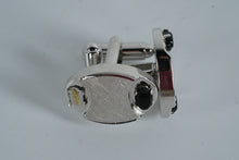 Load image into Gallery viewer, Lot of 3 Vintage Men’s Cufflinks – Red Oval Glass, Monogram “S,” &amp; Black Stone Silver-Tone Pair
