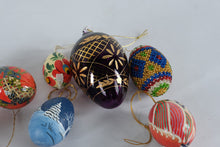 Load image into Gallery viewer, Lot of 11 Decorative Easter Egg Ornaments Hand Painted Glass Wood and Beaded Eggs
