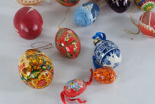 Load image into Gallery viewer, Lot of 11 Decorative Easter Egg Ornaments Hand Painted Glass Wood and Beaded Eggs
