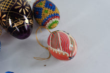 Load image into Gallery viewer, Lot of 11 Decorative Easter Egg Ornaments Hand Painted Glass Wood and Beaded Eggs
