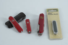 Load image into Gallery viewer, Lot of 4 Multi-Tool Pocket Knives – Victorinox Swiss Army + Two Unbranded + New Mini Pocket Knife

