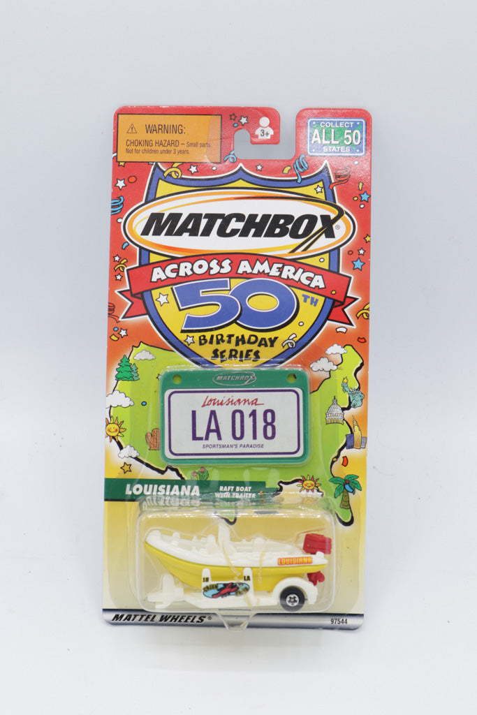 Matchbox Across America 50th Birthday Series Louisiana Raft Boat LA 018 – Sealed (Mattel 97544)