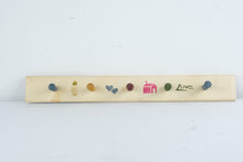 Load image into Gallery viewer, Vintage Folk Art Wood Peg Rack Love Hearts Pineapple House 28 Inch
