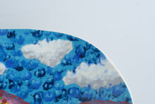 Load image into Gallery viewer, Lucinda Signed Hand Painted Ceramic Pedestal Bowl Folk Art Landscape 11 Inch

