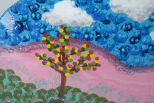 Load image into Gallery viewer, Lucinda Signed Hand Painted Ceramic Pedestal Bowl Folk Art Landscape 11 Inch
