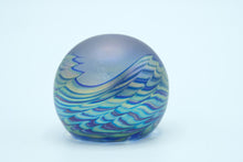 Load image into Gallery viewer, Lundberg Studios Signed Art Glass Paperweight – “The Wave” Design, 1988 – 2&quot; Round

