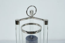 Load image into Gallery viewer, LuxuryLite Battery-Operated Candle in Modern Glass &amp; Metal Hurricane Lantern – 16" Tall
