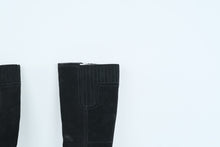 Load image into Gallery viewer, Luxury Rebel Effie Black Suede Wedge Boots Size 37 5M Knee High
