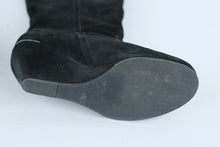 Load image into Gallery viewer, Luxury Rebel Effie Black Suede Wedge Boots Size 37 5M Knee High
