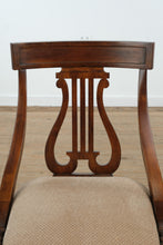 Load image into Gallery viewer, Kincaid Lyre-Back Accent Chair in Wood &amp; Neutral Upholstery
