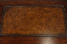 Load image into Gallery viewer, “Savoy Lyre” Mahogany Console Table – Acanthus Carved Base &amp; Pull-Out Cup Holders
