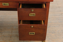 Load image into Gallery viewer, Mid Century Modern Mahogany Single Pedestal Desk with File Drawers
