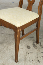 Load image into Gallery viewer, Vintage Wood Dining Side Chair with Pierced Splat Back and Upholstered Seat
