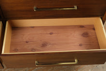 Load image into Gallery viewer, Mid Century Modern Walnut 7 Drawer Dresser Brass Hardware 64 Inch
