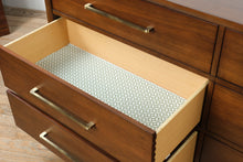 Load image into Gallery viewer, Mid Century Modern Walnut 7 Drawer Dresser Brass Hardware 64 Inch
