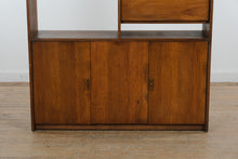 Load image into Gallery viewer, Mid Century Modern Wood Bookcase Cabinet with Drop Front Bar Storage
