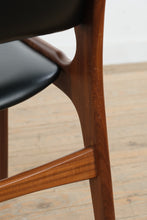 Load image into Gallery viewer, Danish MCM Made in Denmark Solid Wood Dining Chair with Black Upholstered Seat and Back
