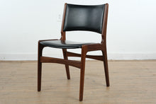 Load image into Gallery viewer, Danish MCM Made in Denmark Solid Wood Dining Chair with Black Upholstered Seat and Back
