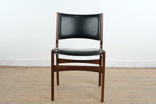 Load image into Gallery viewer, Danish MCM Made in Denmark Solid Wood Dining Chair with Black Upholstered Seat and Back
