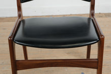 Load image into Gallery viewer, Danish MCM Made in Denmark Solid Wood Dining Chair with Black Upholstered Seat and Back
