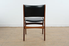 Load image into Gallery viewer, Danish MCM Made in Denmark Solid Wood Dining Chair with Black Upholstered Seat and Back
