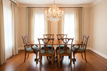 Load image into Gallery viewer, Councill Craftsmen Style Mahogany Double Pedestal Dining Table with 8 Chippendale Chairs
