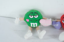Load image into Gallery viewer, M and M Plush Character Set Green Red Blue Sassy Hot Cool Hearts Galerie
