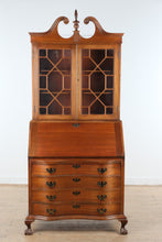 Load image into Gallery viewer, Vintage Maddox Mahogany Secretary Desk with Bookcase and Ball and Claw Feet

