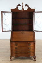 Load image into Gallery viewer, Vintage Maddox Mahogany Secretary Desk with Bookcase Top

