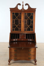 Load image into Gallery viewer, Vintage Maddox Mahogany Secretary Desk with Bookcase Top
