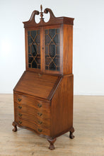 Load image into Gallery viewer, Vintage Maddox Mahogany Secretary Desk with Bookcase Top
