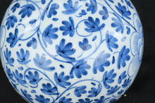 Load image into Gallery viewer, Blue &amp; White Floral Porcelain Bud Vase Round Chinoiserie Style 5"
