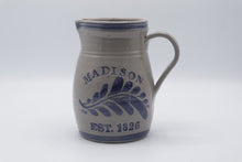 Load image into Gallery viewer, Rowe Pottery Works Madison Wisconsin Stoneware Pitcher Blue Salt Glaze 7 Inch
