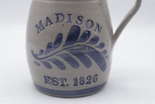 Load image into Gallery viewer, Rowe Pottery Works Madison Wisconsin Stoneware Pitcher Blue Salt Glaze 7 Inch
