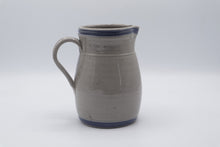 Load image into Gallery viewer, Rowe Pottery Works Madison Wisconsin Stoneware Pitcher Blue Salt Glaze 7 Inch

