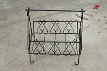Load image into Gallery viewer, Black Metal Wire Magazine Rack Heart Scrollwork Carry Handle 16 Inch

