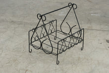 Load image into Gallery viewer, Black Metal Wire Magazine Rack Heart Scrollwork Carry Handle 16 Inch
