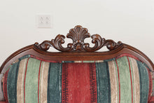 Load image into Gallery viewer, Mahogany Barley Twist Arm Chair with Newer Striped Upholstery
