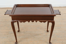 Load image into Gallery viewer, Mahogany Queen Anne Tea Table with Tray Top and Pull Out Slides
